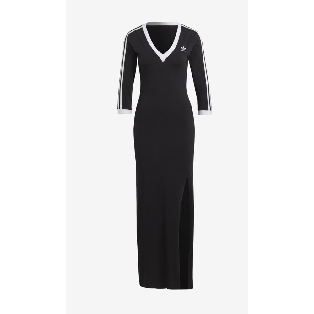 NEW ADIDAS ORIGINALS Women's XS Adicolor Maxi V Dress IK0439 - Picture 3 of 6